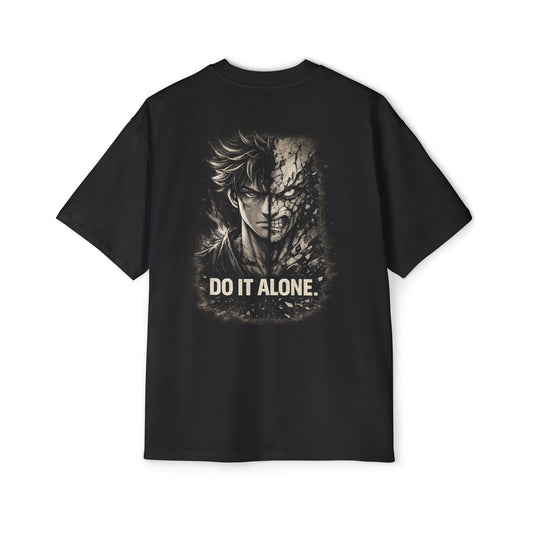 Do It Alone Anime Graphic Tee — Dark Hero Oversized T-Shirt