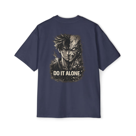 Do It Alone Anime Graphic Tee — Dark Hero Oversized T-Shirt